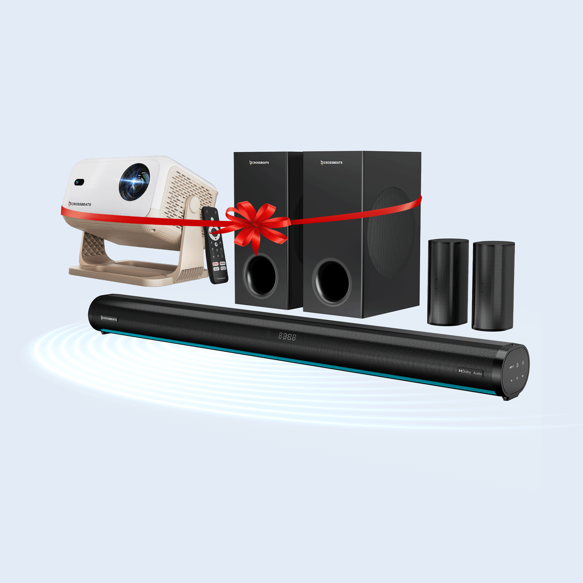 Blaze B2000 Dolby Audio Home Theater + Lumex FLIX Projector