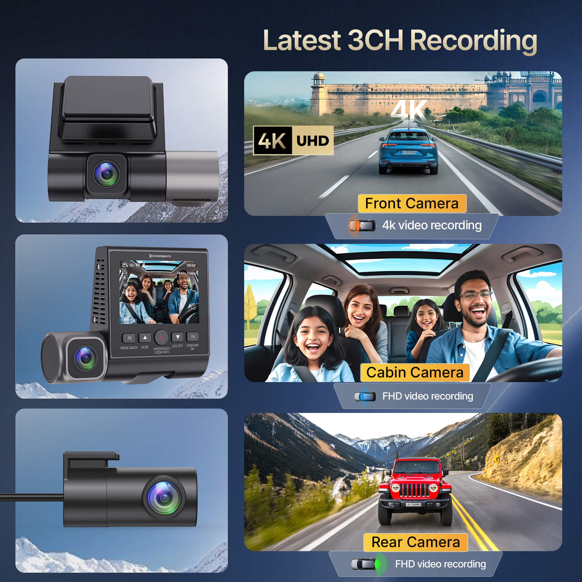 RoadEye DC04 (3Channel) Dashcam