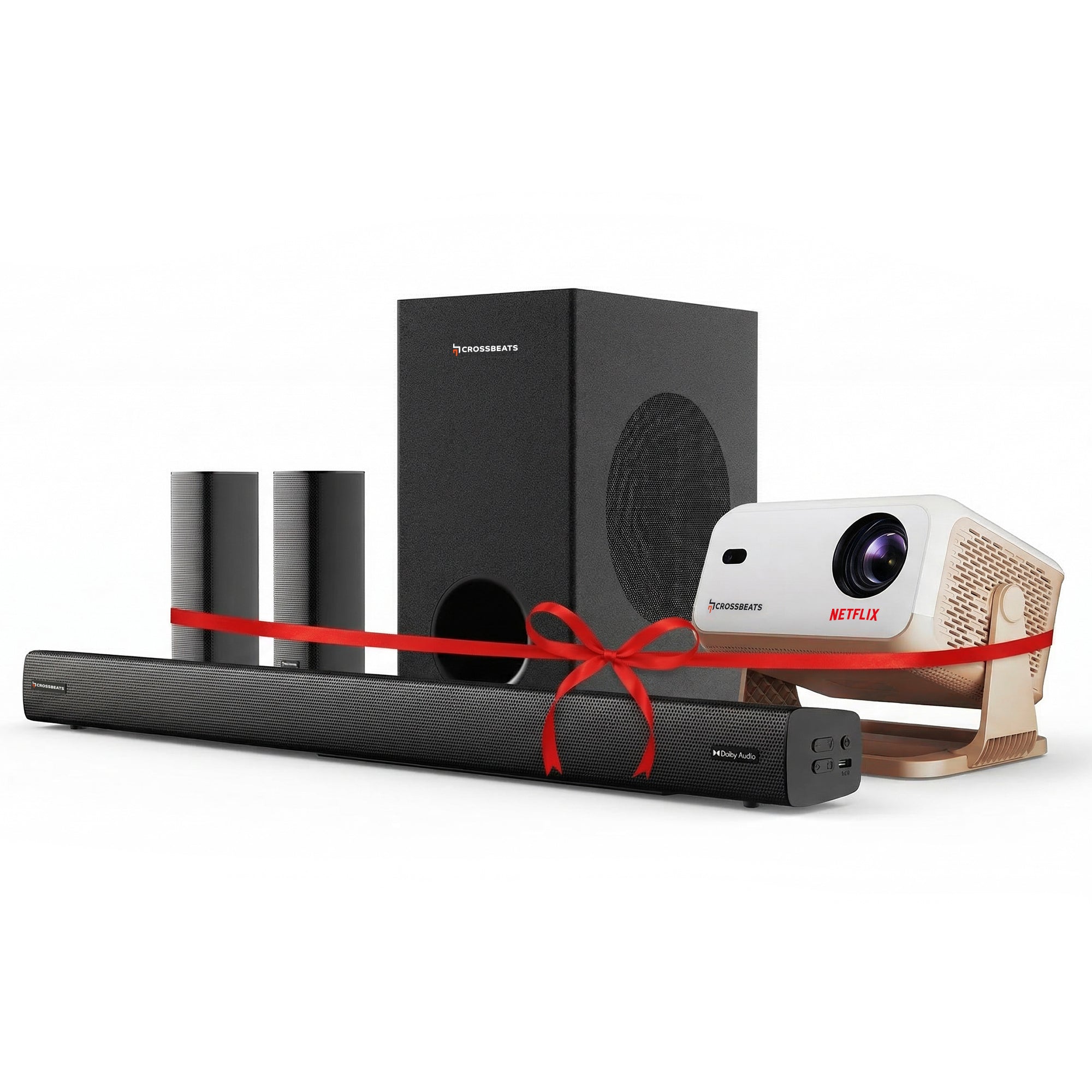 Blaze B1100 Dolby Audio Home Theater + Lumex FLIX Projector Combo