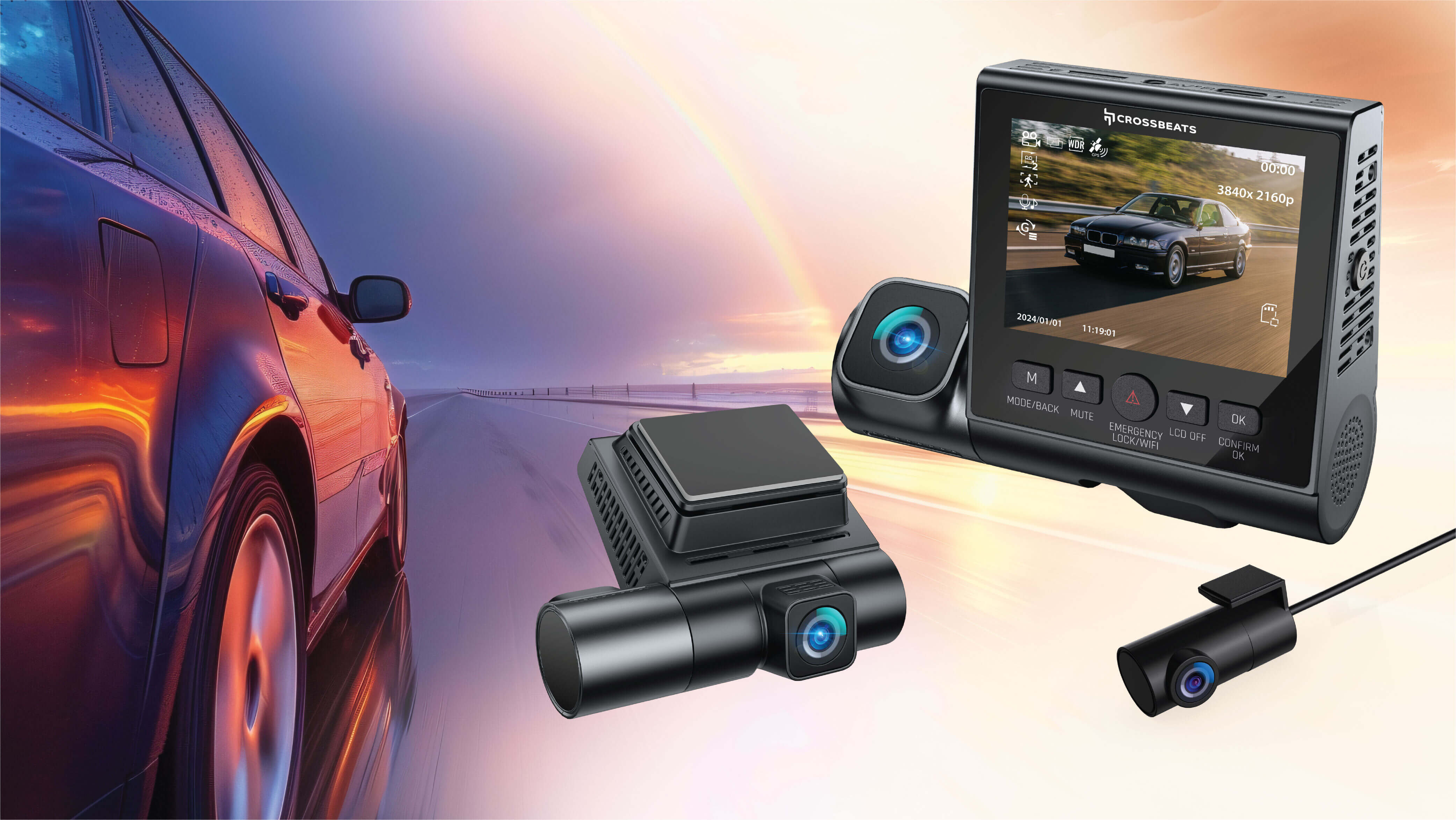 Crossbeats RoadEye DC04 - The 3-Channel Dashcam That Redefines Road Safety